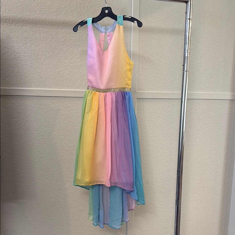 Rainbow Sleeveless High-Low Dress